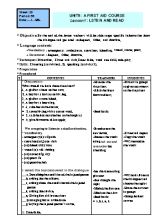 Giáo án môn Tiếng Anh Khối 8 - Chương trình học kỳ II